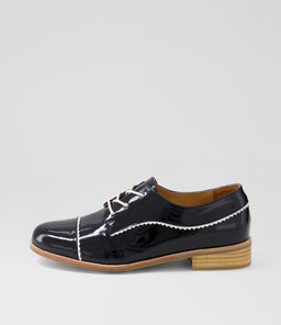 LEEZES DJ BLACK IVORY PATENT LEATHER
