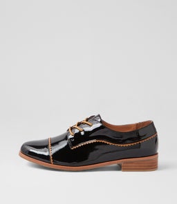 LEEZES DJ BLACK TAN PATENT LEATHER