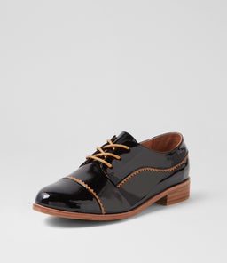 LEEZES DJ BLACK TAN PATENT LEATHER