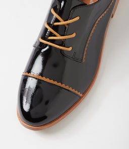 LEEZES DJ BLACK TAN PATENT LEATHER