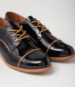 LEEZES DJ BLACK TAN PATENT LEATHER
