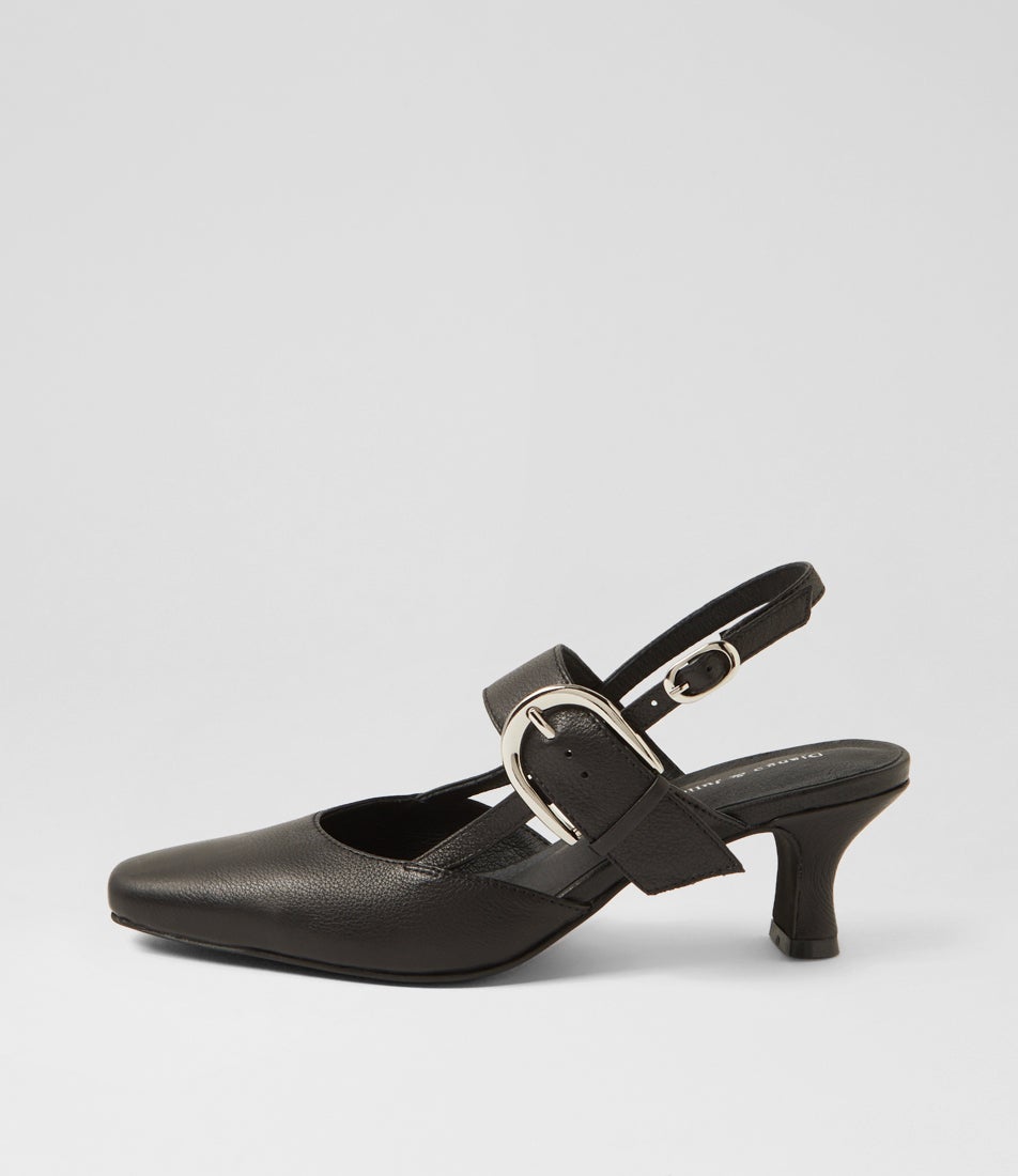 Crow Black Leather Heels Crow Black Leather Heels