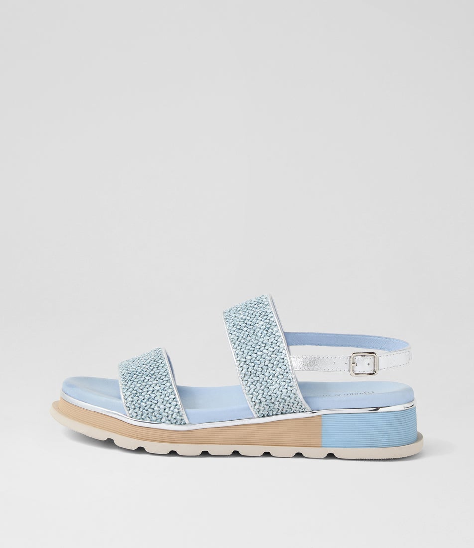 Cadette Denim Silver Fabric Sandals Cadette Denim Silver Fabric Sandals