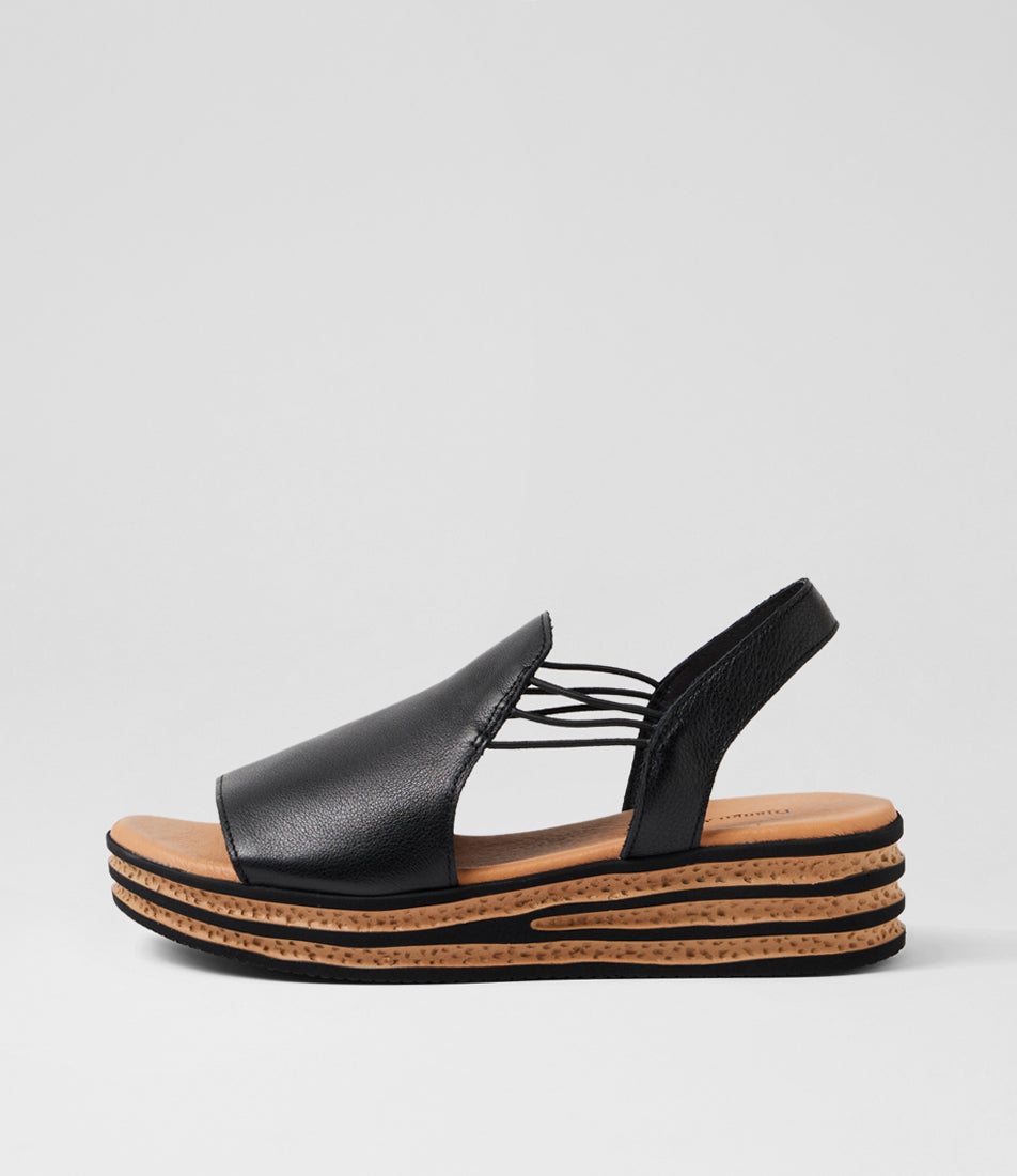 Cobra Black Leather Sandals