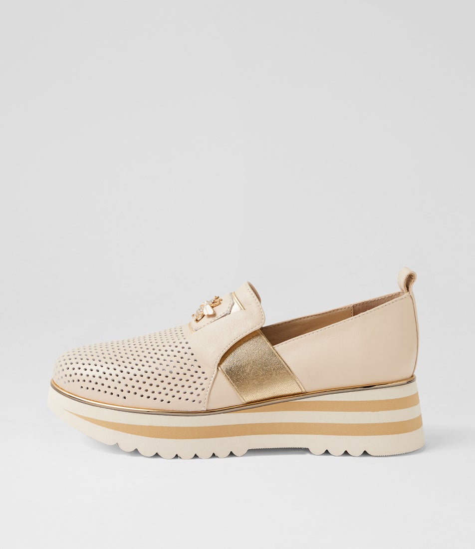 Ensom Milk Gold Leather Elastic Loafers Ensom Milk Gold Leather Elastic Loafers