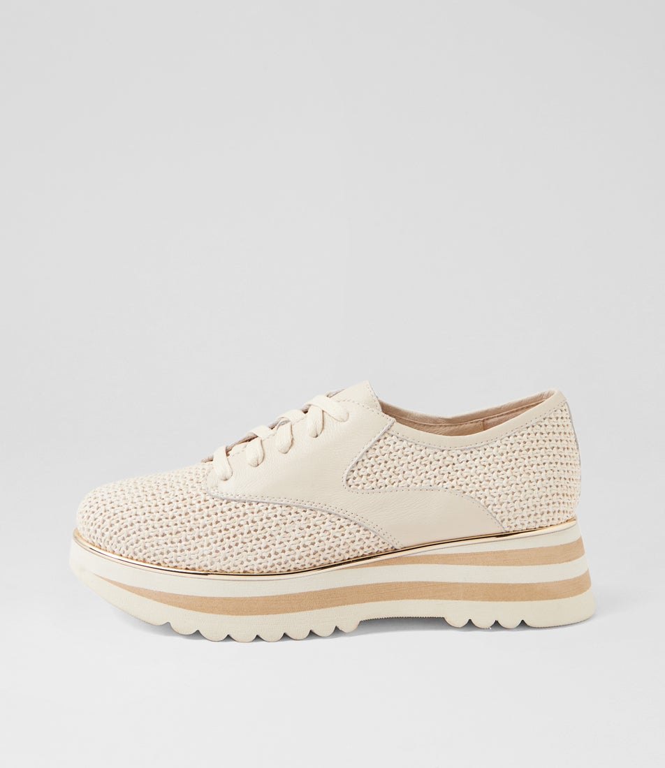Endo Ivory Milk Syn Raffia Leather Sneakers