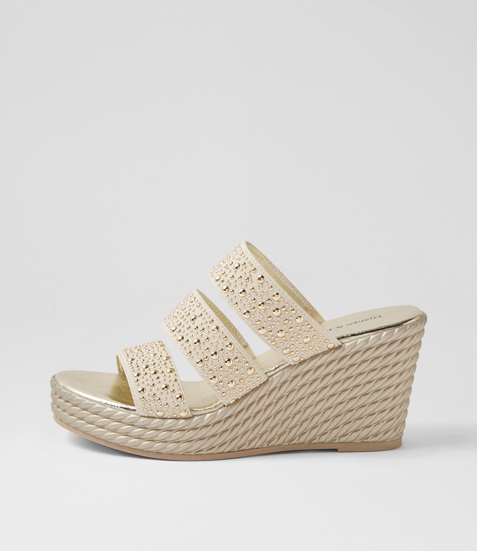 Elizzo Beige Gold Elastic Sandals