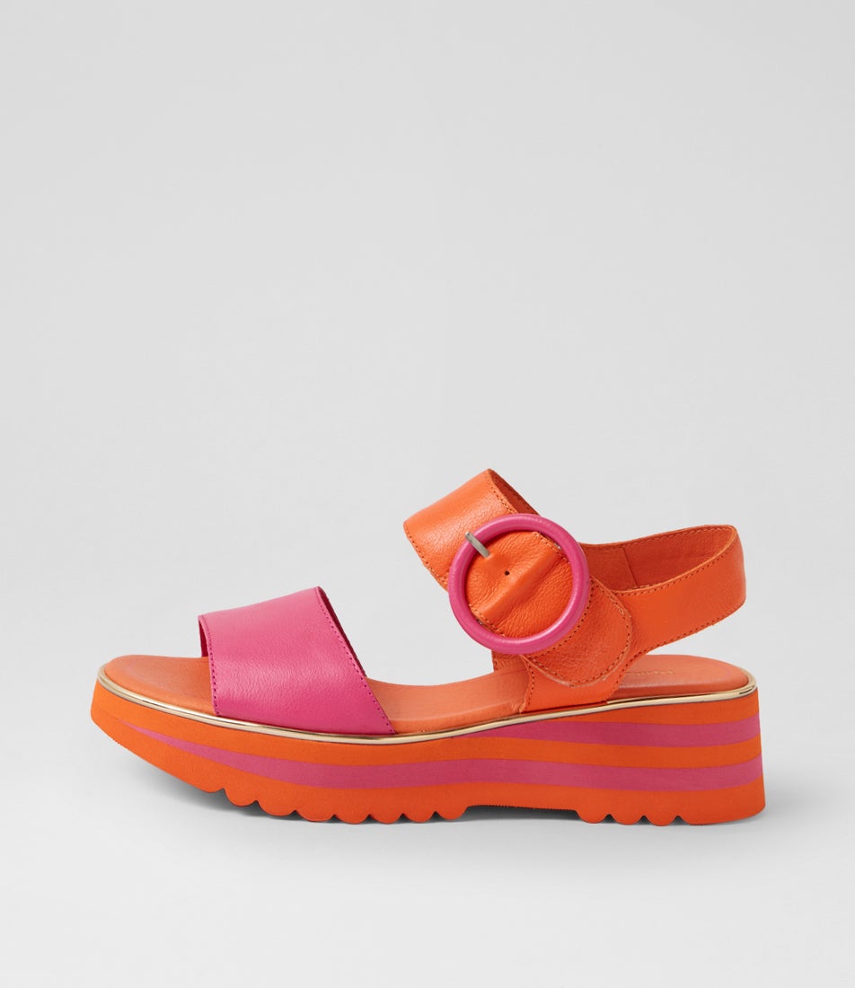 Harlows Fuchsia Orange Leather Sandals Harlows Fuchsia Orange Leather Sandals