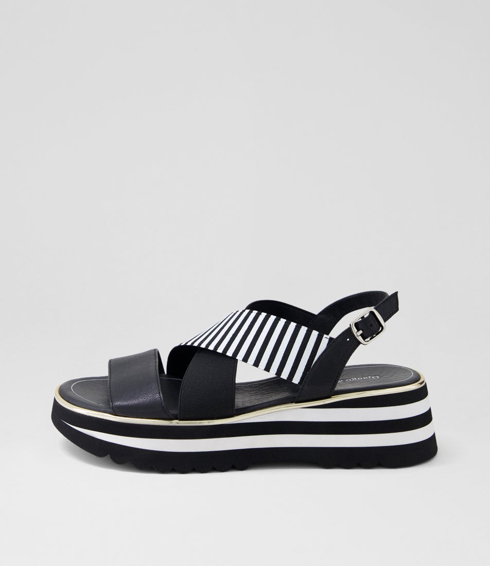 Hunters Black White Leather Sandals Hunters Black White Leather Sandals