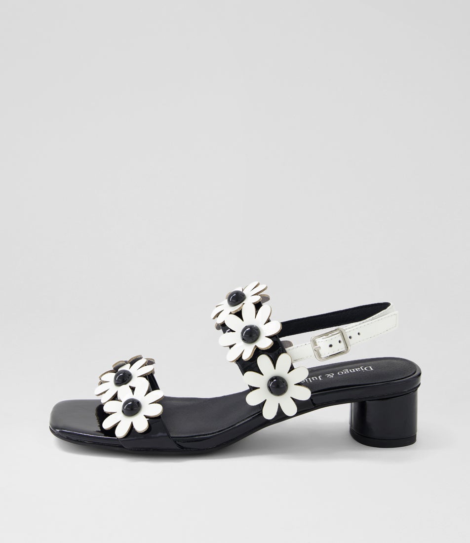 Hatsyl Black White Patent Leather Sandals Hatsyl Black White Patent Leather Sandals