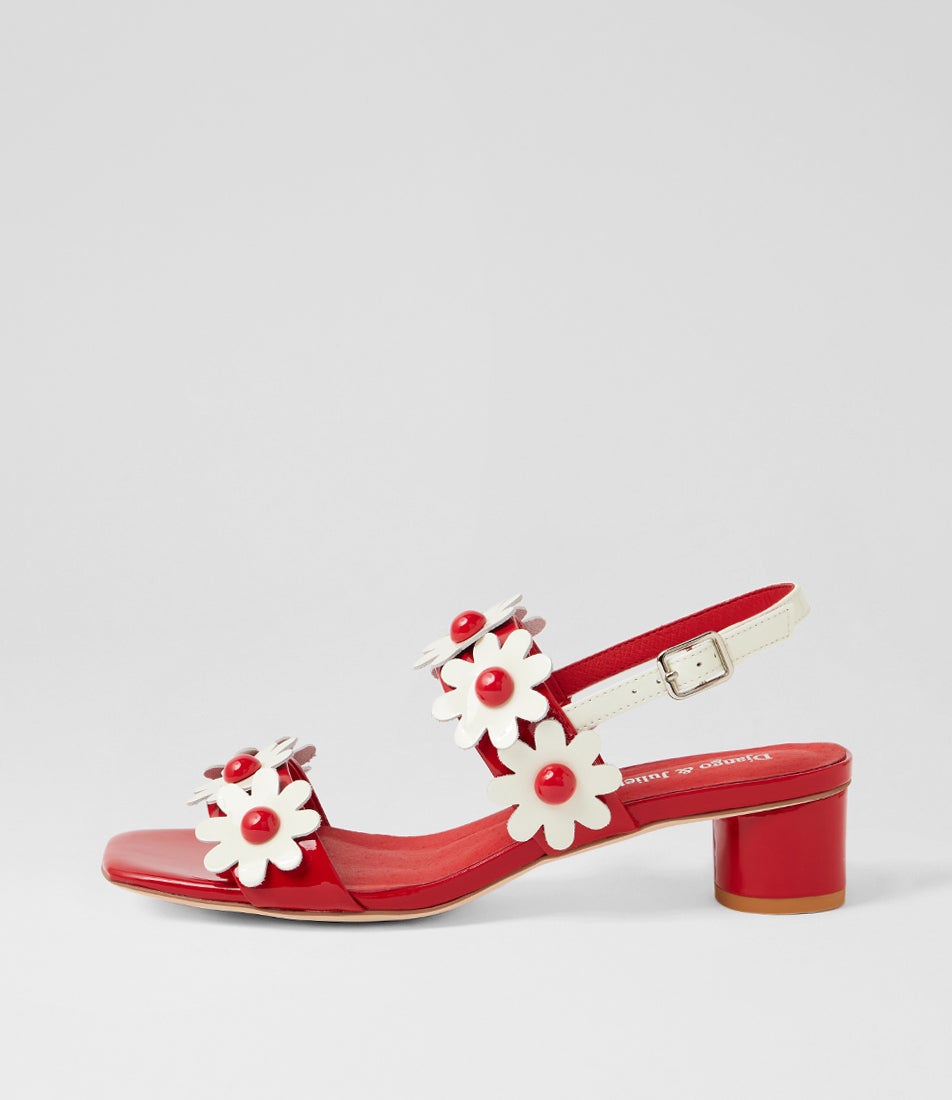 Hatsyl Red White Patent Leather Sandals
