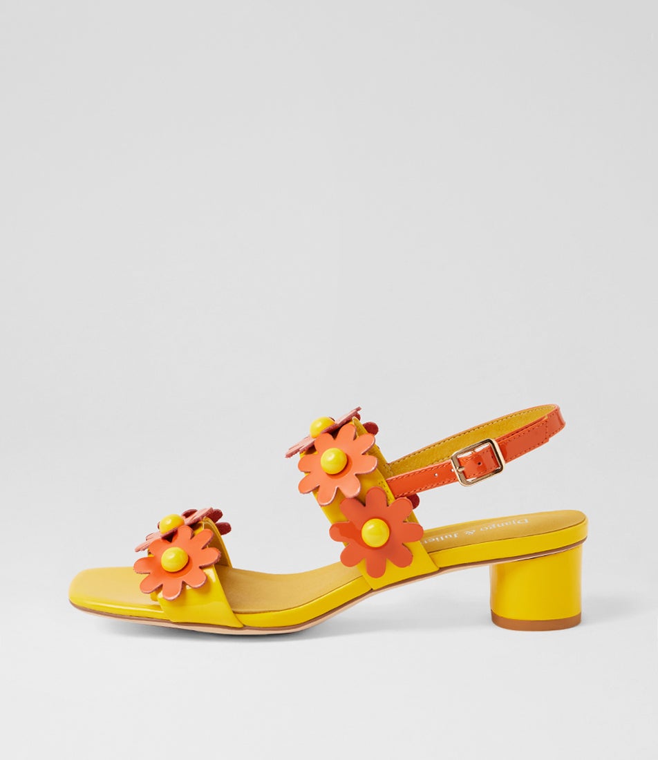 Hatsyl Yellow Orange Patent Leather Sandals Hatsyl Yellow Orange Patent Leather Sandals