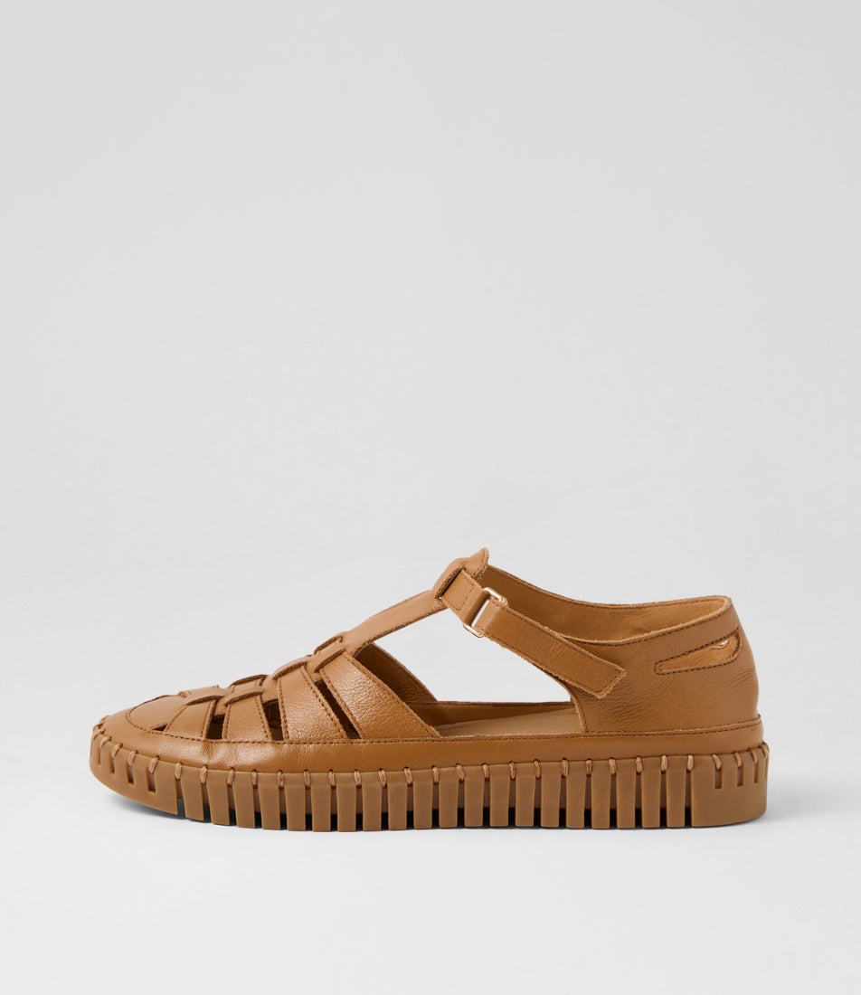 Heike Dark Tan Gum Leather Flat Shoes Heike Dark Tan Gum Leather Flat Shoes