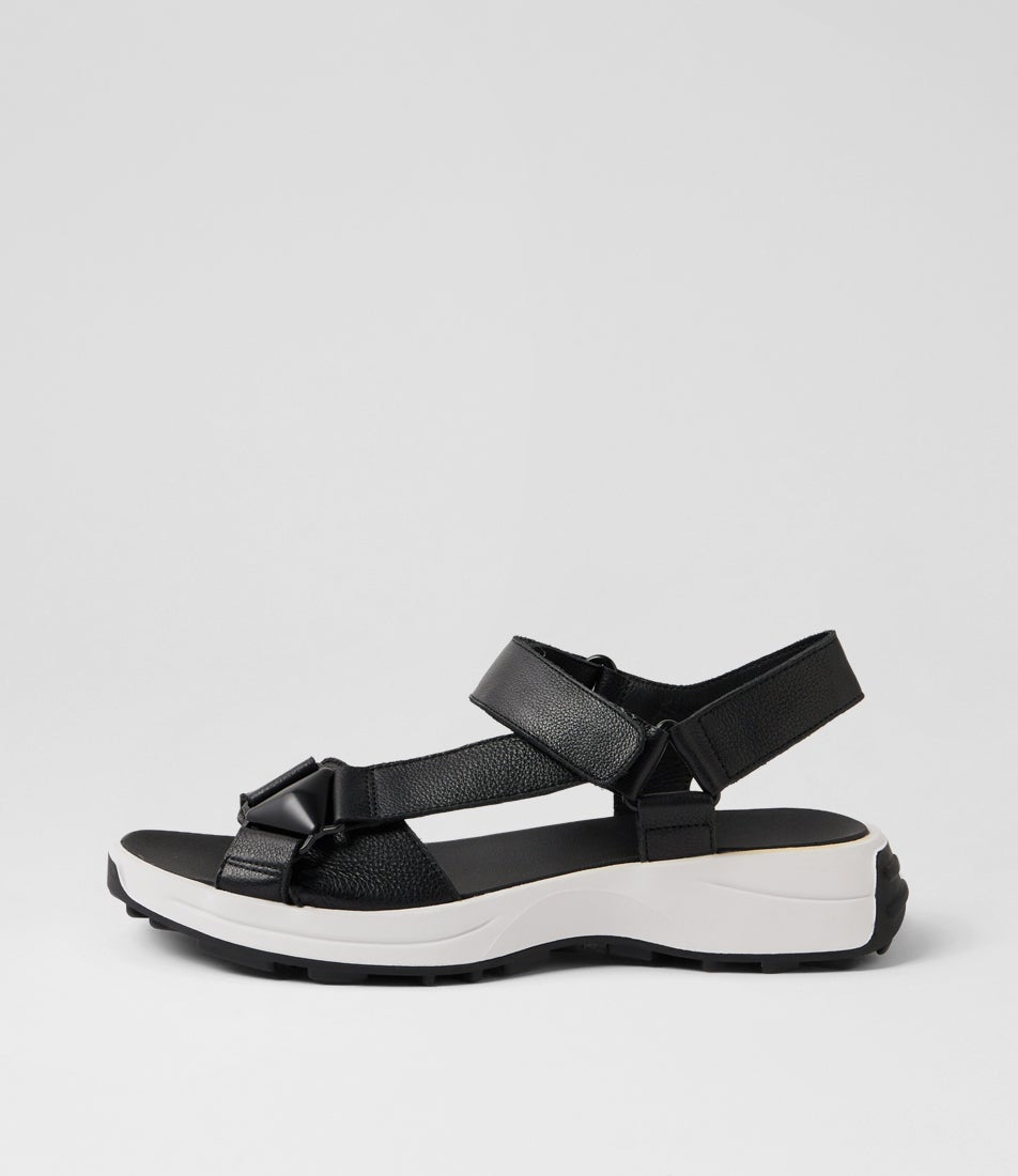 Kayler Black Leather Sandals