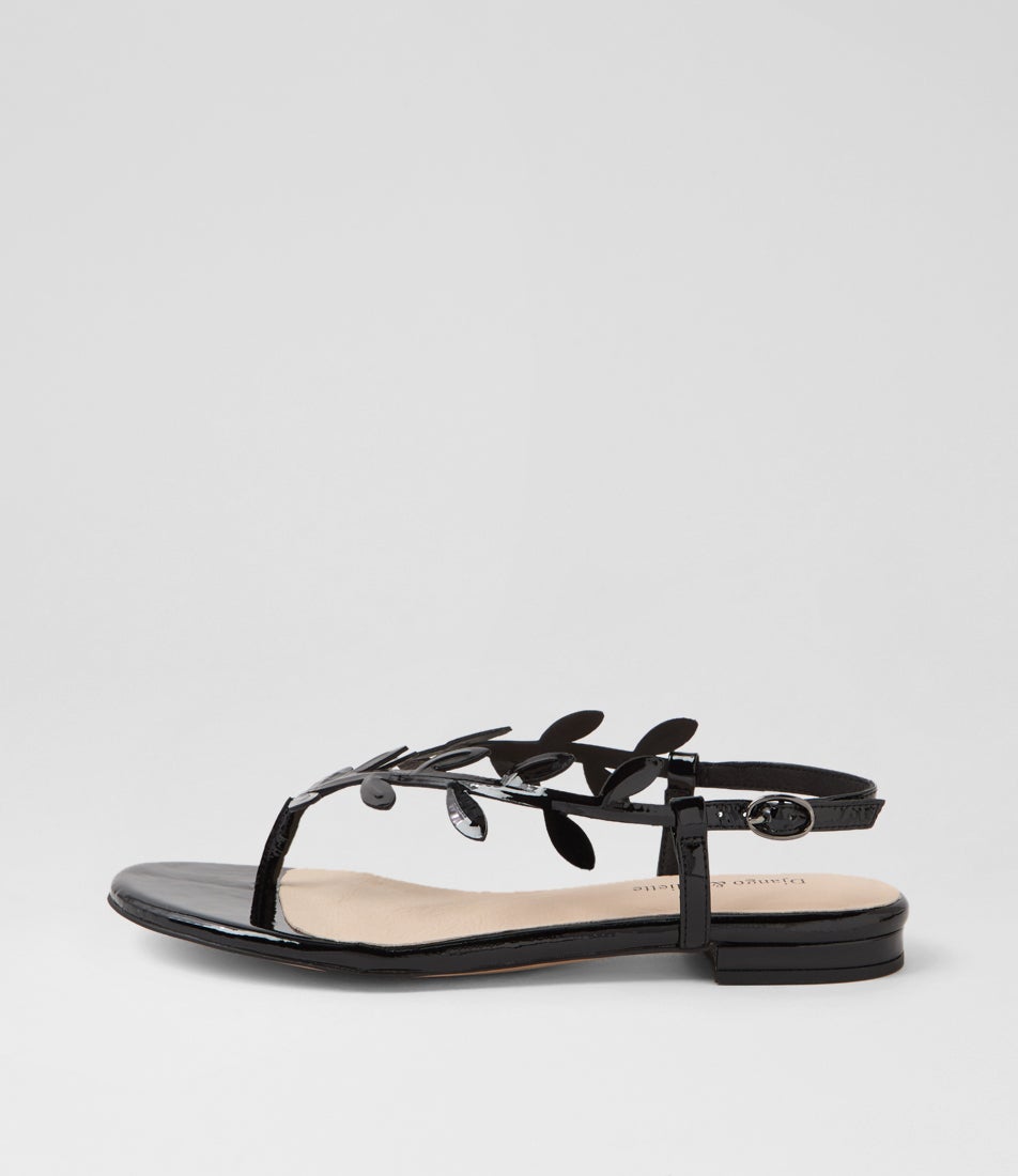Kits Black Patent Leather Sandals