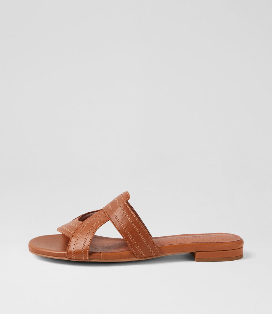 Kinsley Dark Rum Leather Slides