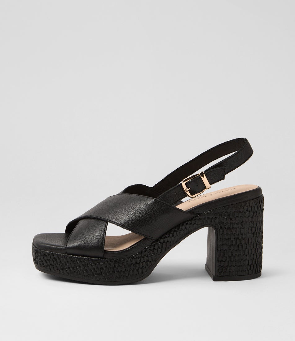 Kloria Black Leather Sandals Kloria Black Leather Sandals