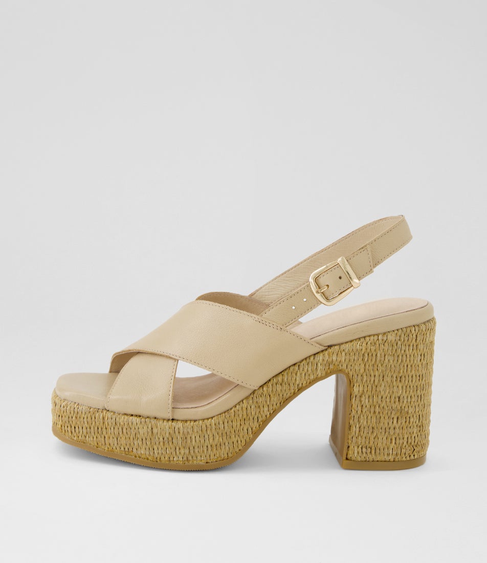 Kloria Camel Natural Leather Platform Sandals Kloria Camel Natural Leather Platform Sandals