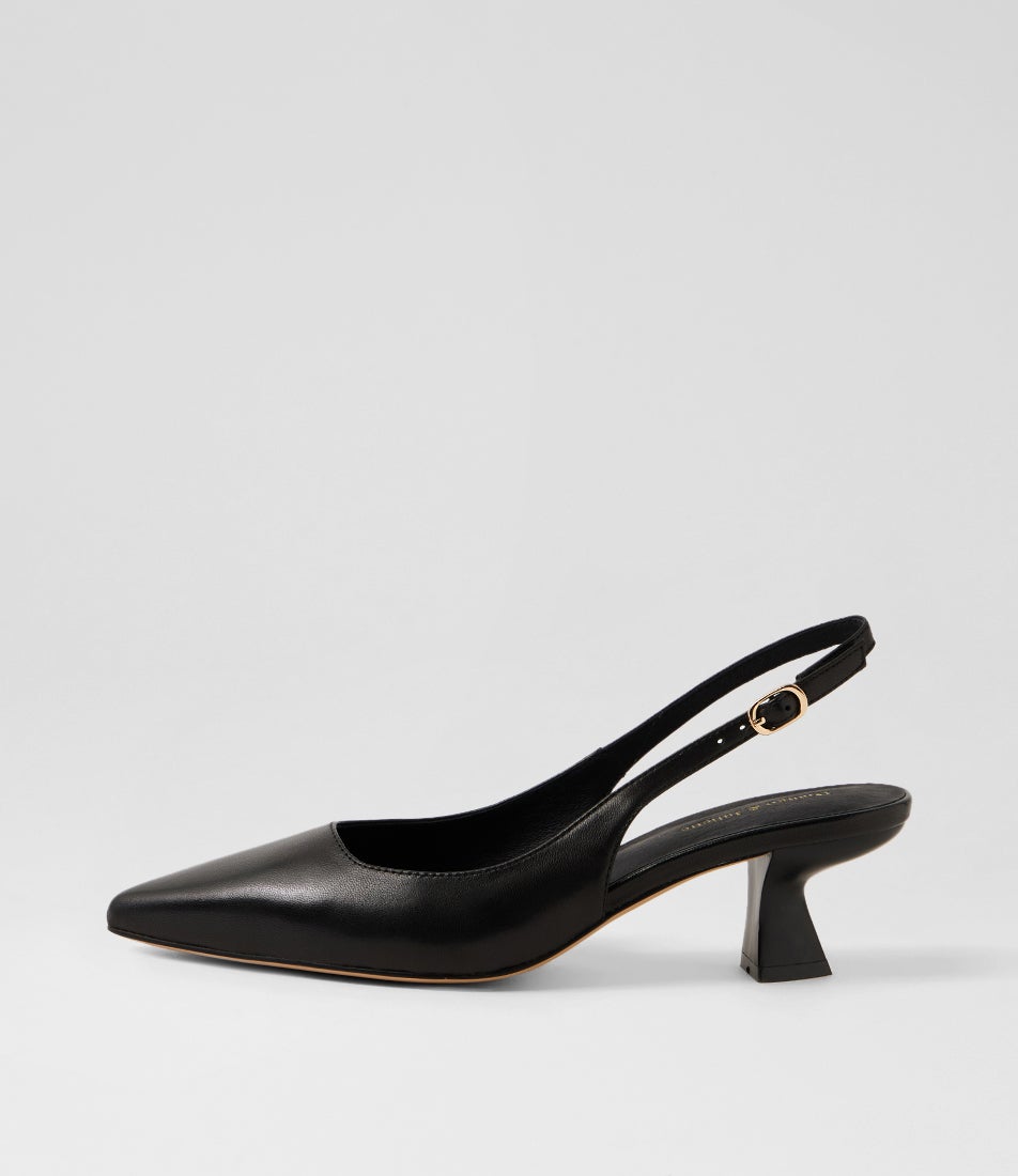 Linly Black Leather Heels