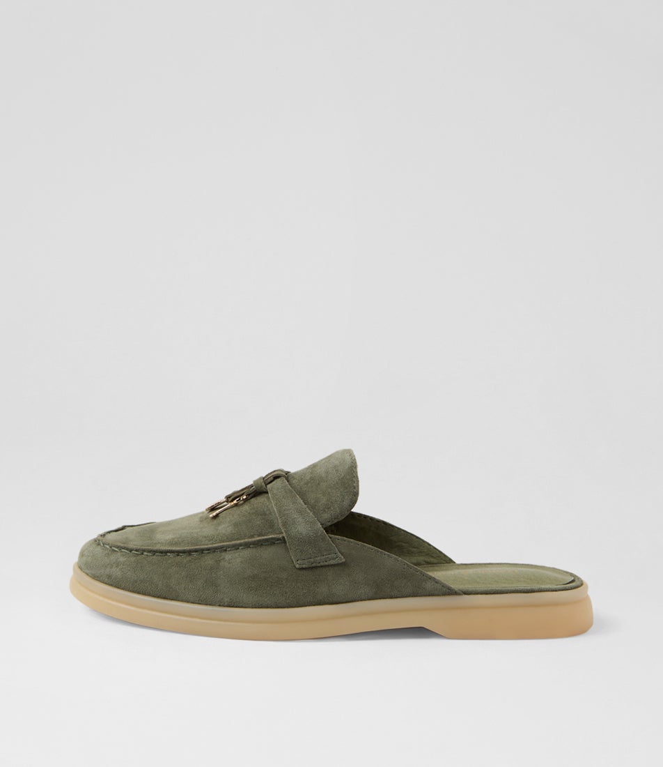 Lizzo Khaki Suede Mules