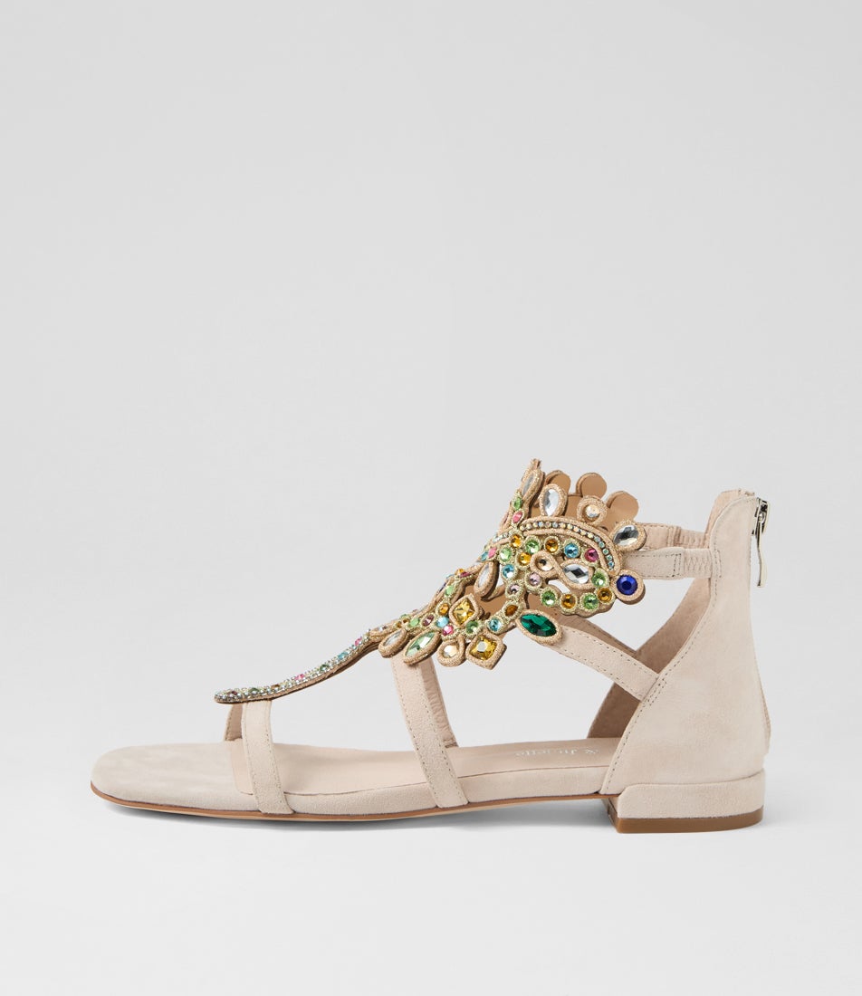 Meira Nude Multi Suede Sandals