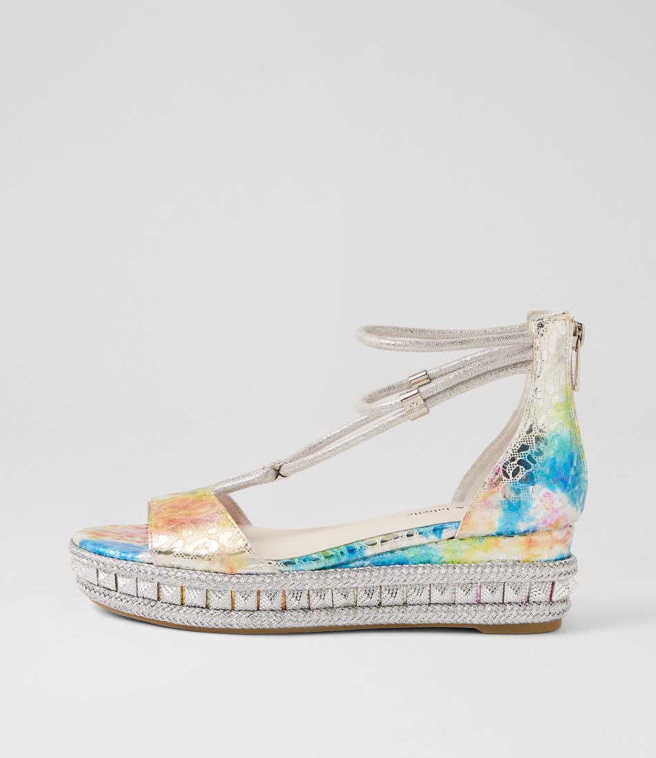 Miora Metal Leopard Silver Leather Sandals