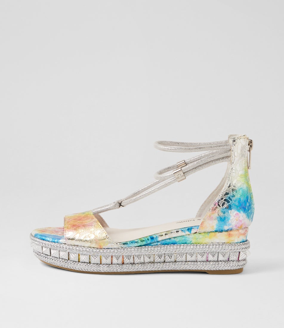 Miora Metal Leopard Silver Leather Sandals