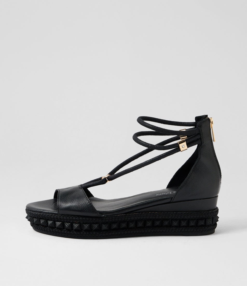 Miora Black Leather Sandals