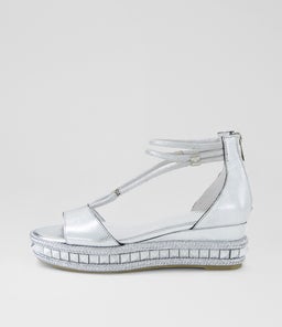 Miora Silver Print Leather Sandals Miora Silver Print Leather Sandals