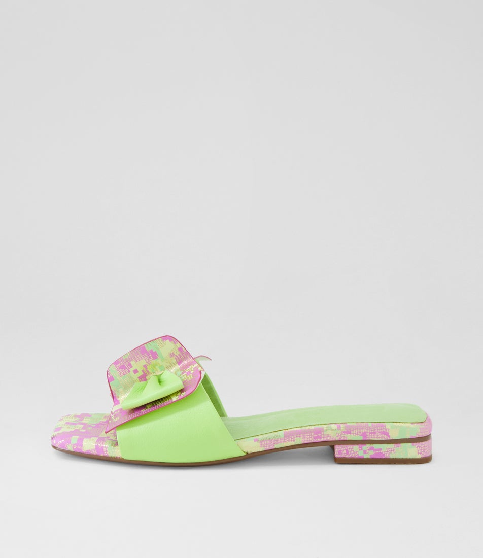 Placide Light Citrus Lime Pink Multi Leather Sandals