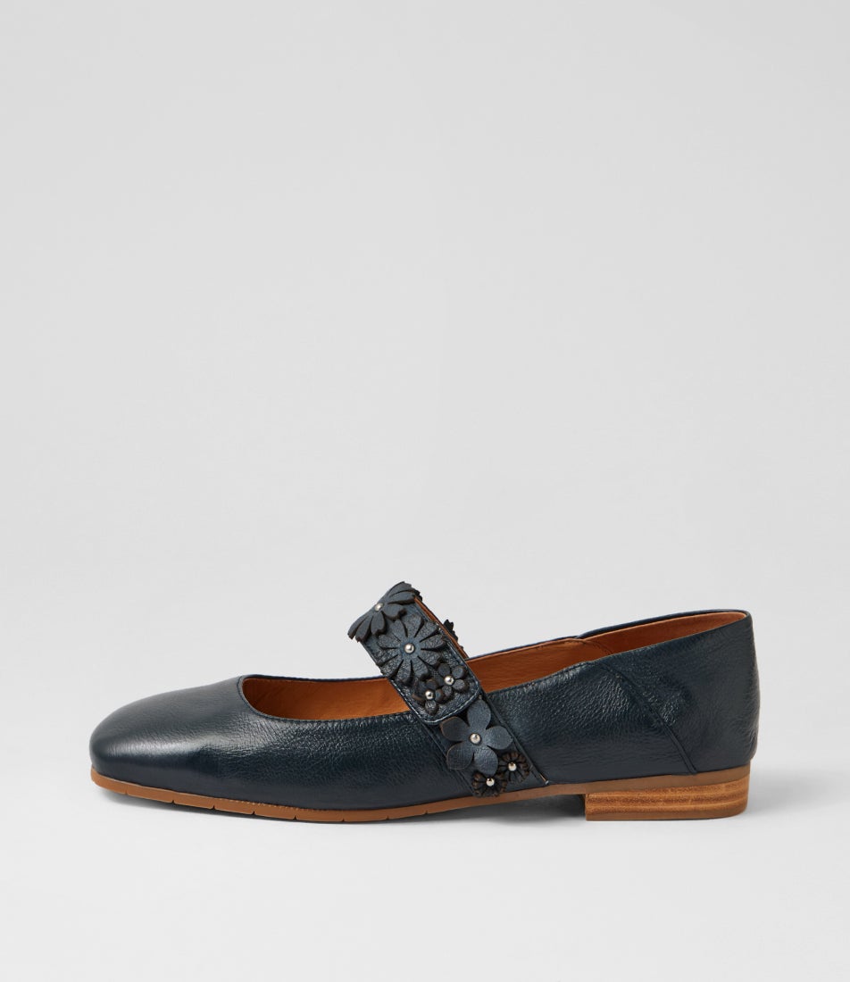 Pheasant Navy Leather Flat Shoes Pheasant Navy Leather Flat Shoes