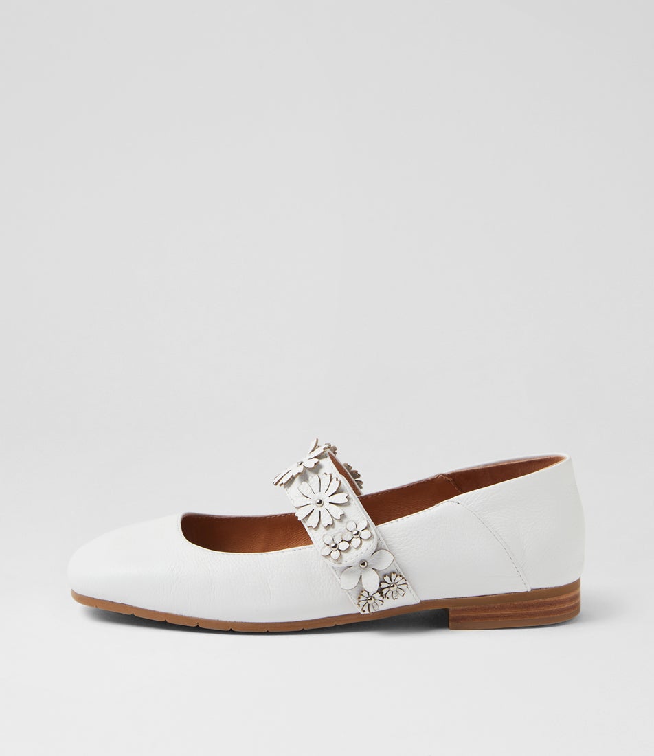 Pheasant White Leather Flat Shoes
