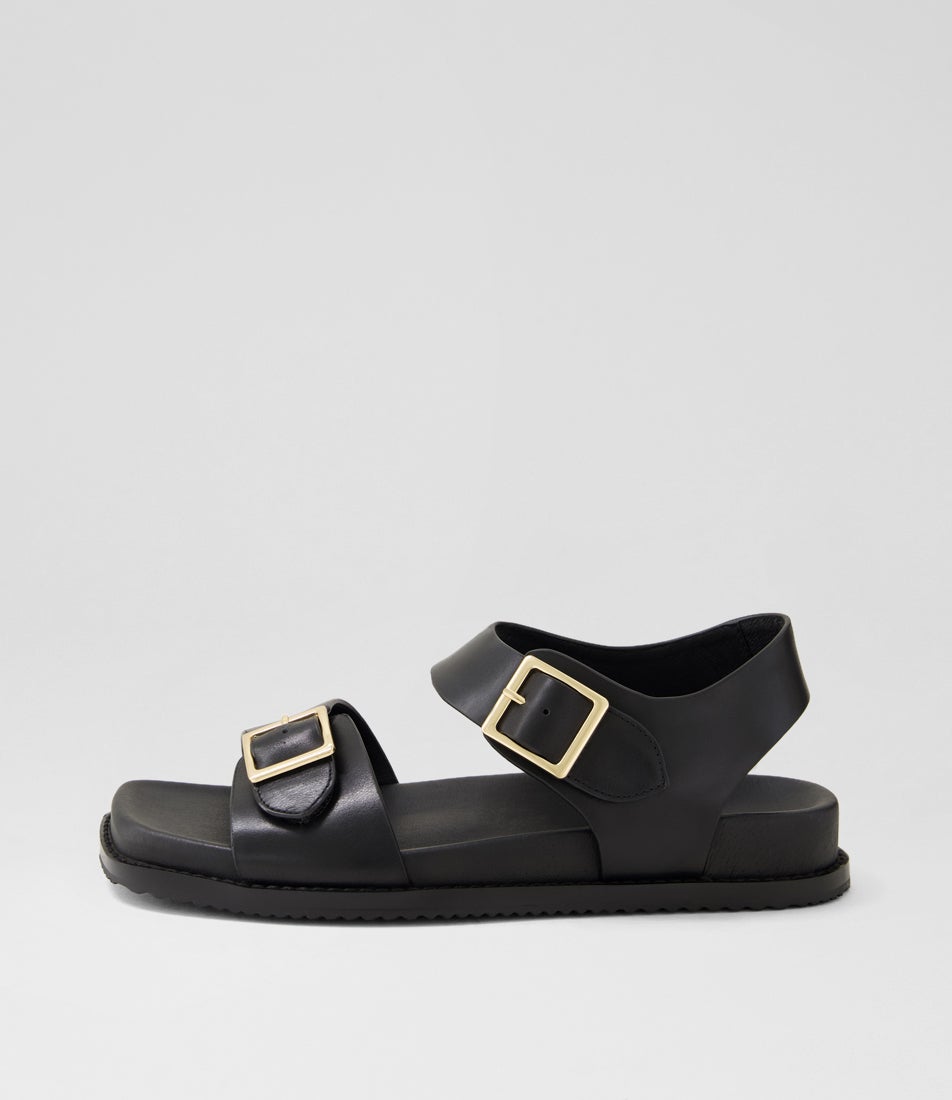 Raven Black Leather Sandals