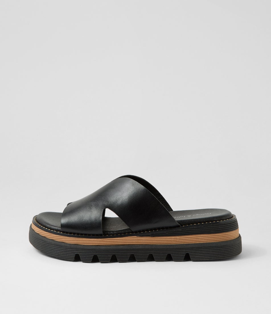 Suki Black Leather Slides Suki Black Leather Slides