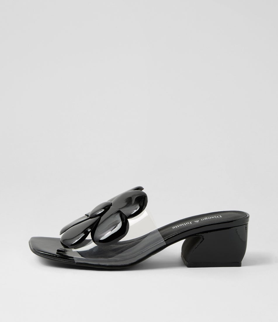 Sheray Black Patent Leather Sandals