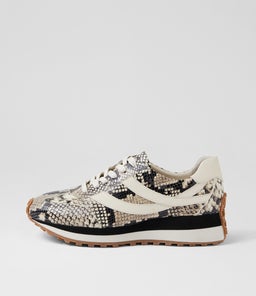 Sheryls Black Off White Snake Leather Sneakers Sheryls Black Off White Snake Leather Sneakers
