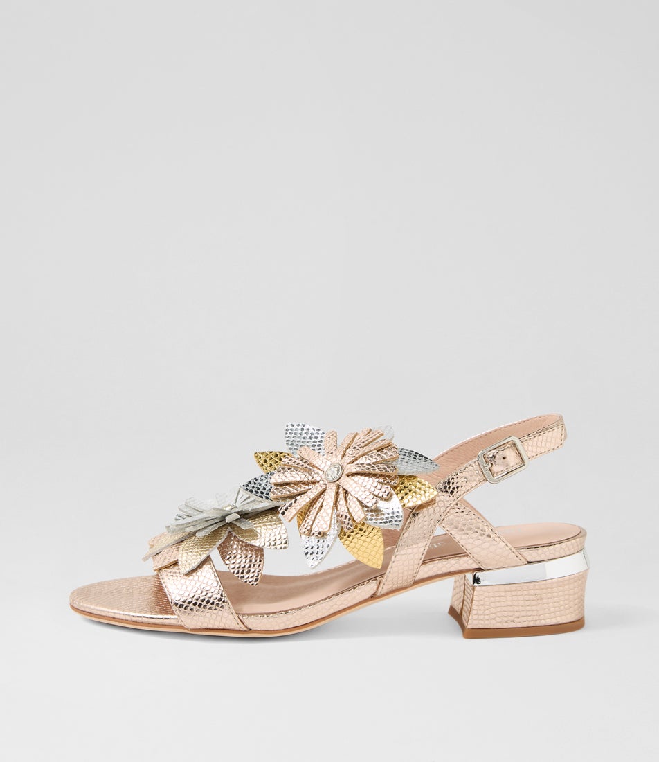 Tabbett Rose Gold Multi Leather Sandals