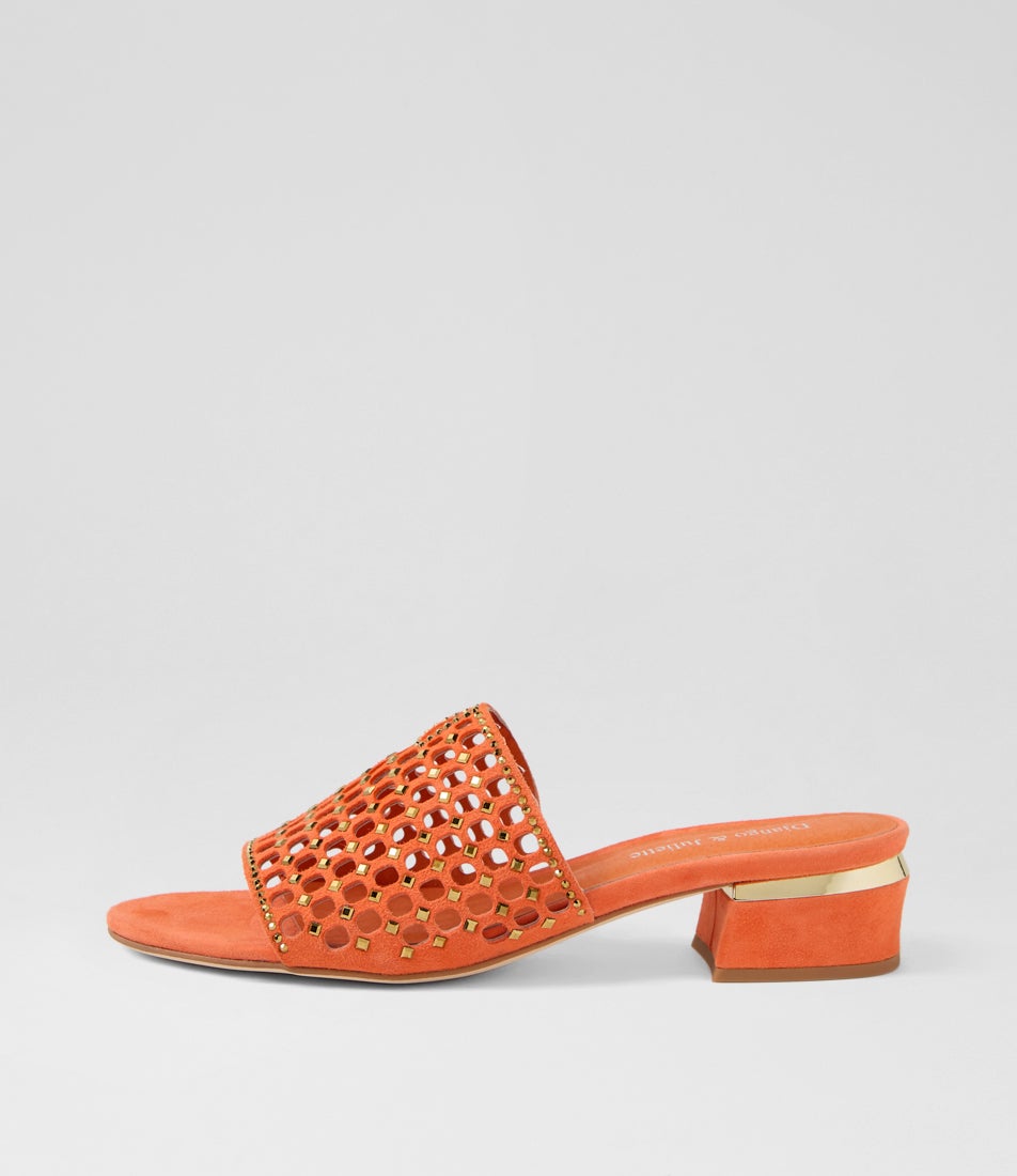 Tropics Orange Gold Suede Jewels Sandals Tropics Orange Gold Suede Jewels Sandals