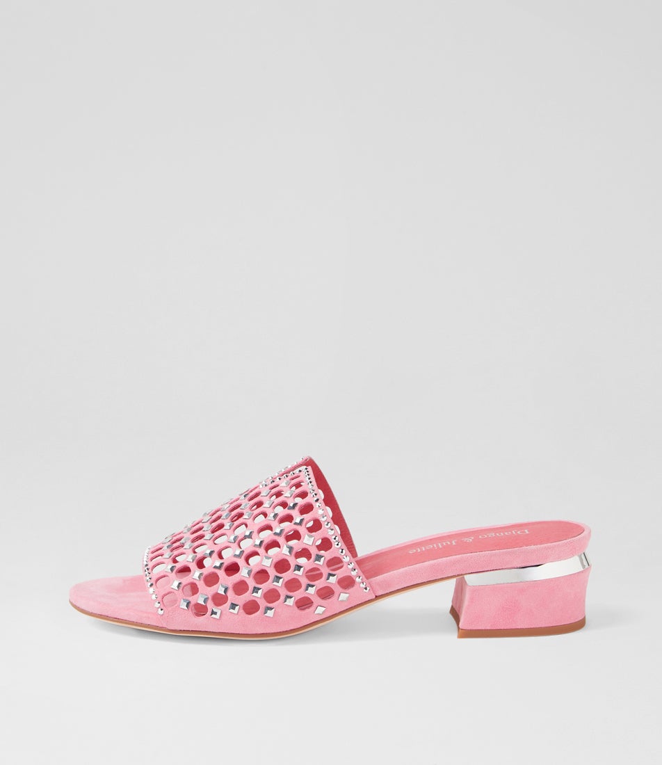 Tropics Pink Silver Suede Jewels Sandals