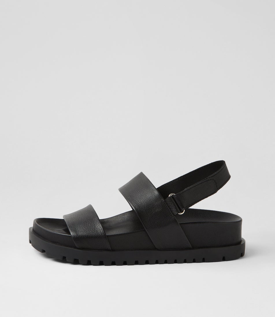 Unaid Black Leather Slides Unaid Black Leather Slides