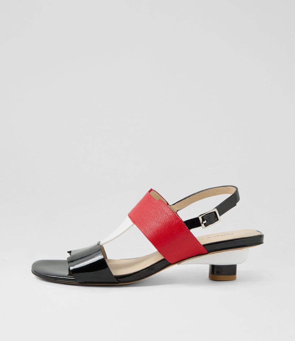 Varnessa Black Red Multi Patent Leather Sandals