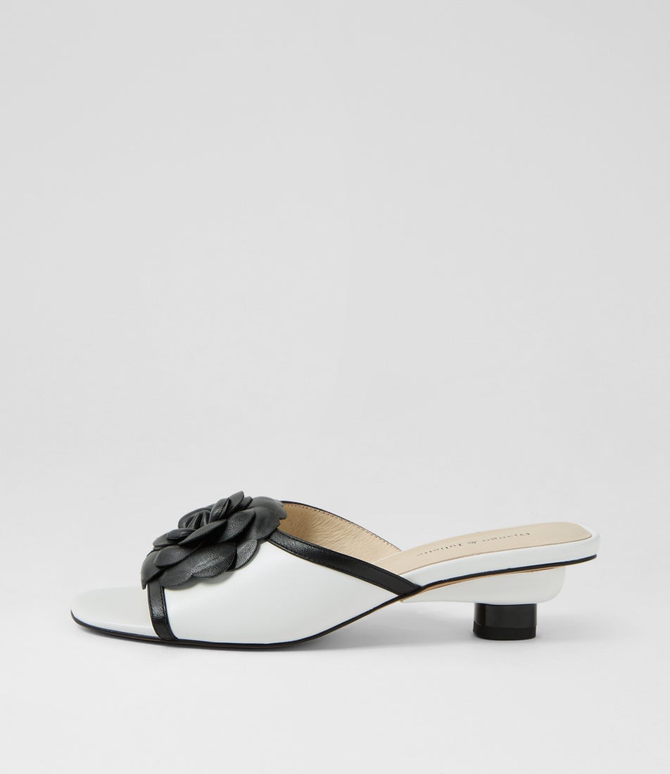 Vevina Black White Leather Sandals Vevina Black White Leather Sandals