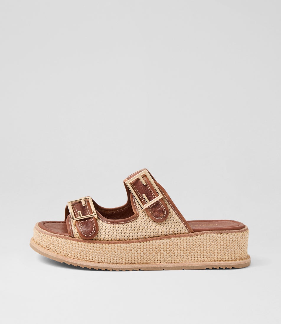 Vexta Choc Natural Leather Slides Vexta Choc Natural Leather Slides