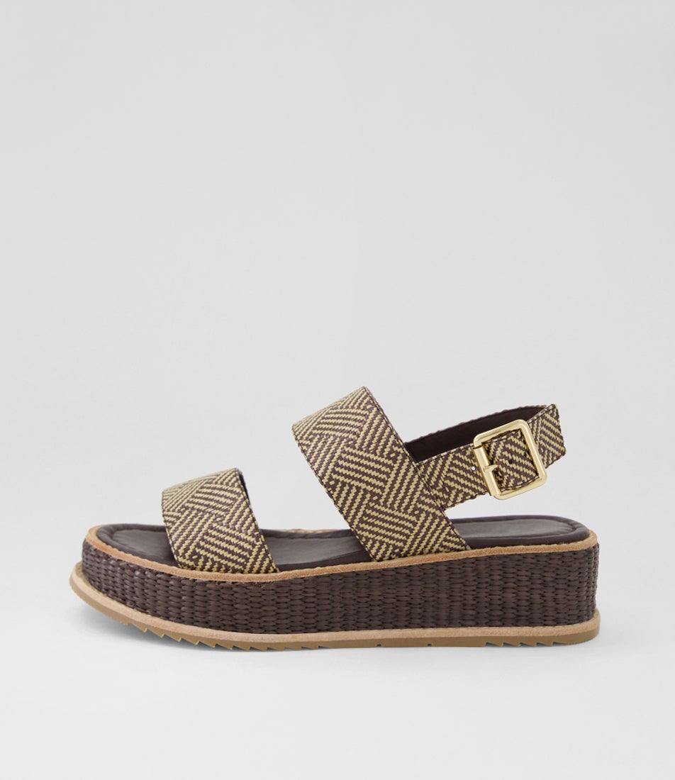 Vienna Choc Natural Raffia Sandals