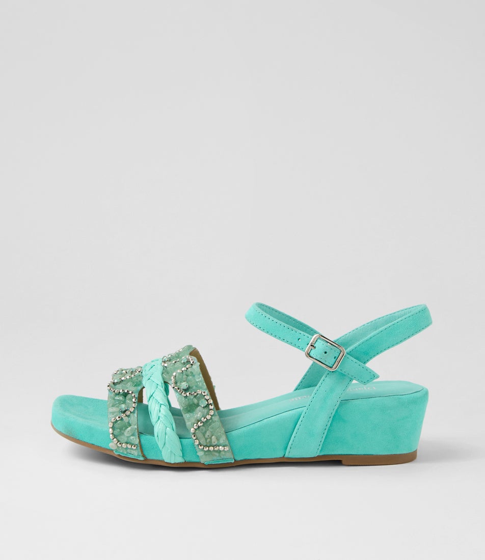 Whitni Aqua Leather Sandals
