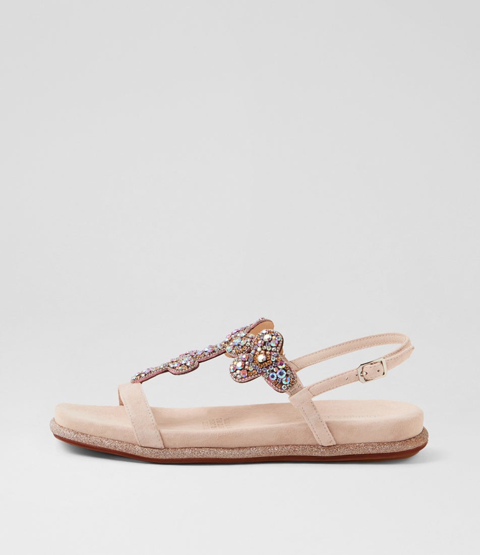 Yancie Nude Suede Jewels Sandals