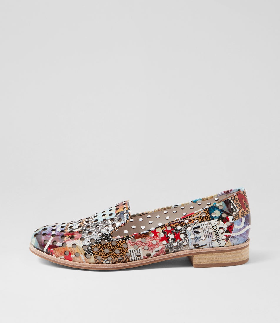 Ariah Collage Print Patent Leather Loafers Ariah Collage Print Patent Leather Loafers