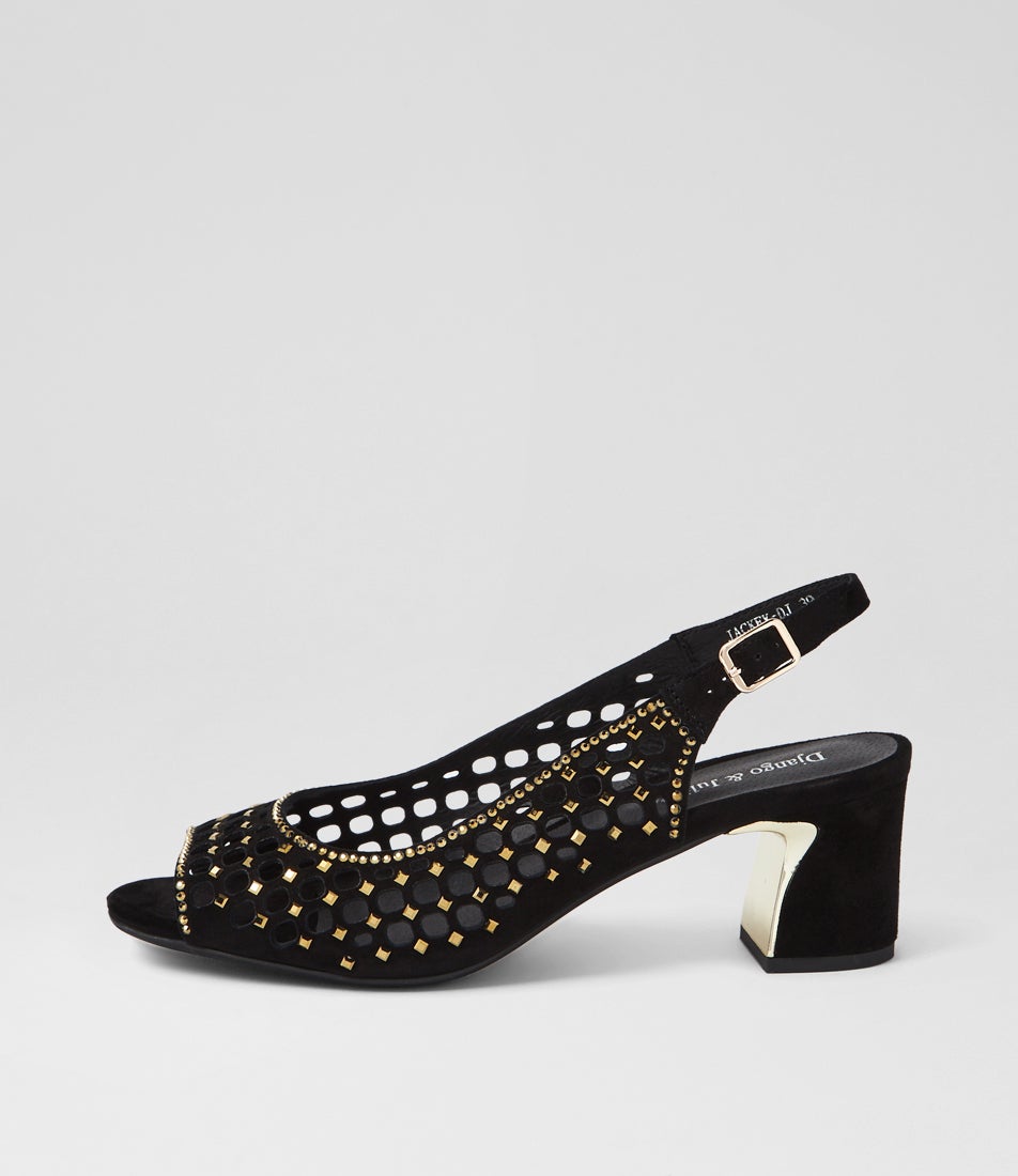 Jackey Black Gold Suede Sandals Jackey Black Gold Suede Sandals
