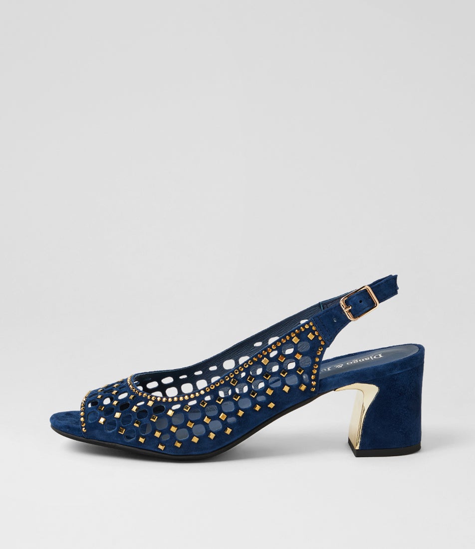 Jackey Navy Gold Suede Jewels Sandals Jackey Navy Gold Suede Jewels Sandals