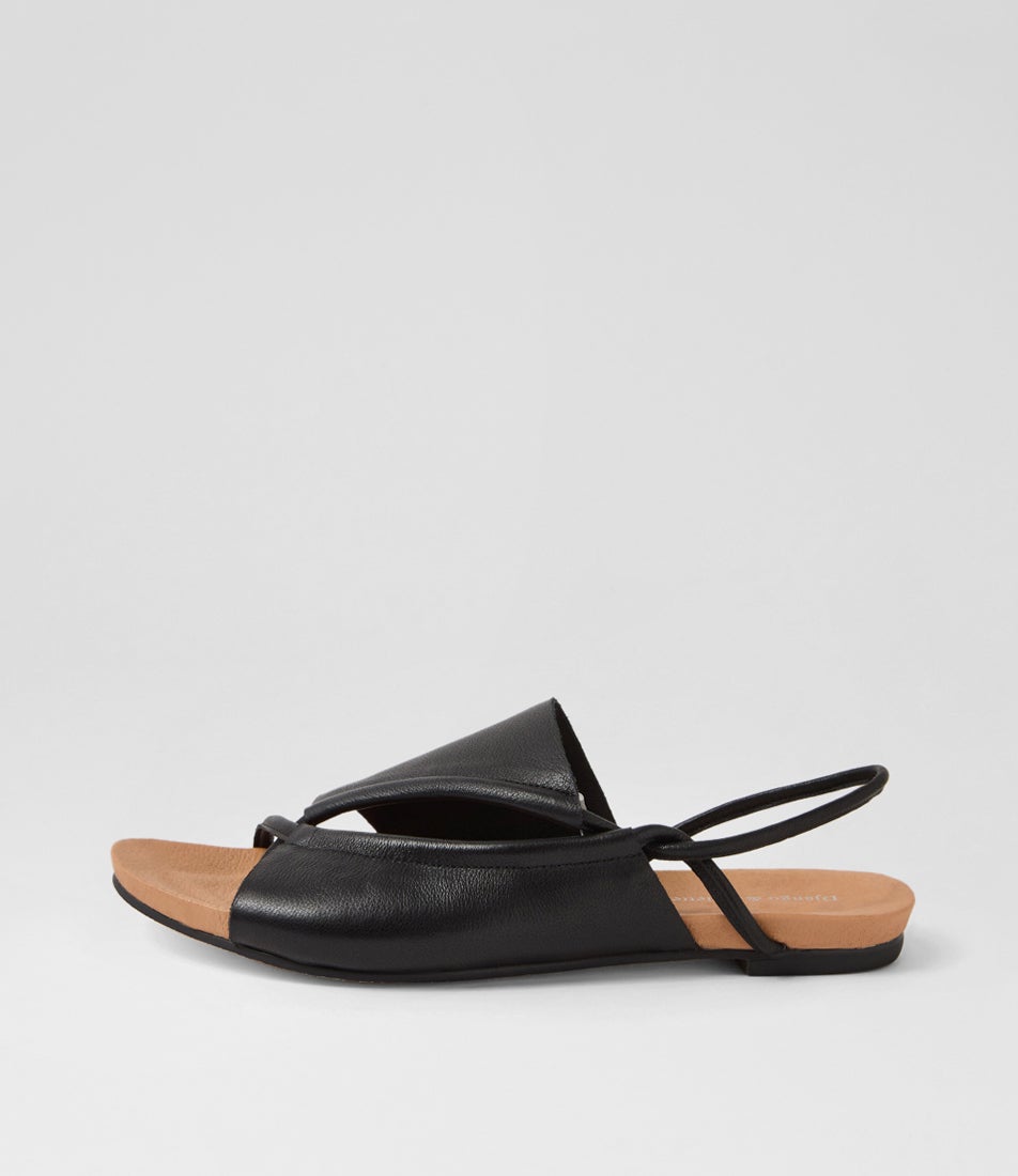 Justa Black Leather Sandals